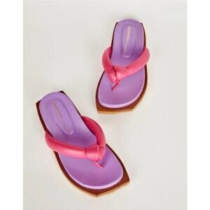 Intentionally Blank Womens 39 Pink Purple Leather Goody Flip Flop Sandals
